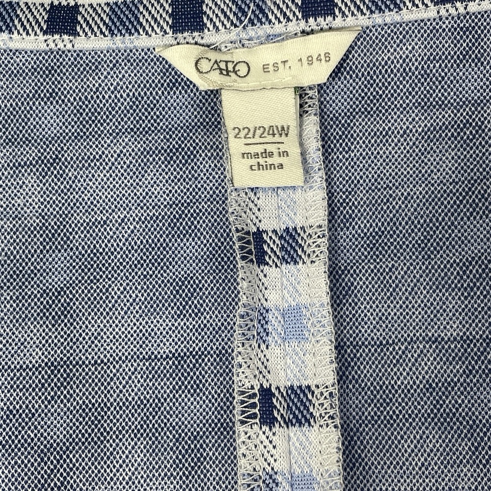 Cato Women's 22/24W Blue Plaid Open Front Blazer Cardigan Jacket - Picture 4 of 8